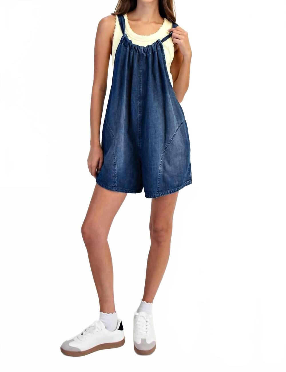 NEW COTIERRA women's freebird denim romper in blue
